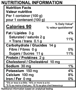 Astro Peach / Strawberry / Blueberry / Fieldberry Yogurt Nutrition Facts