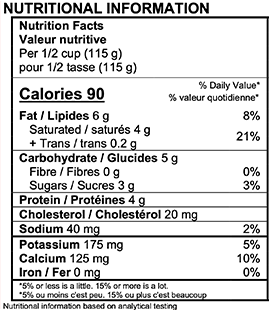 Astro Plain 6% Yogurt Nutrition Label