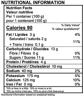 Vanilla Cream / Strawberry Yogurt Nutrition Label