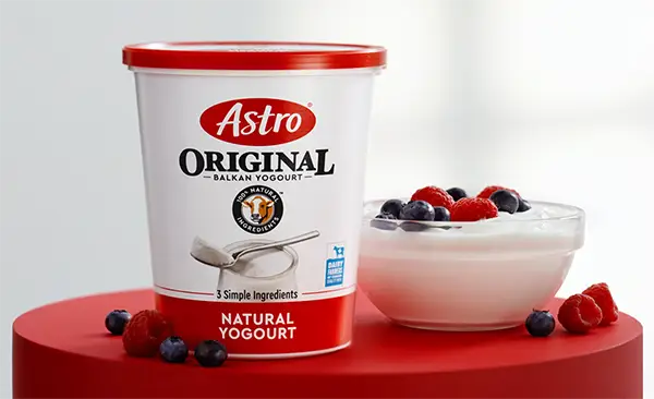 Astro Yogurt tub on a table